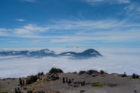 View from the top of Mount Etna, Xela, Guatemalaの写真素材