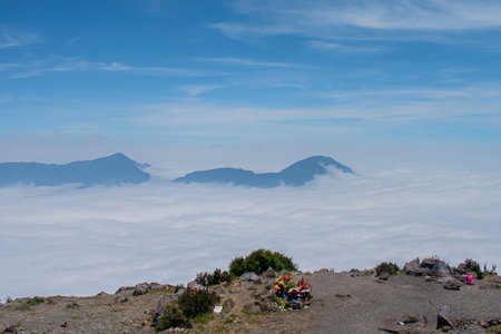 Mountains and sea of fog at Phu Chi Fa, Chiang Rai, Guatemala.