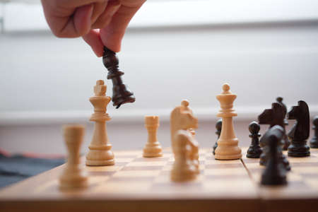 checkmate, the black player wins the gameの写真素材