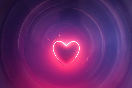 Valentines day abstract background with glowing heart. Love concept.の写真素材