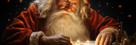 classic santa claus, the santa claus standing in front of the townの素材