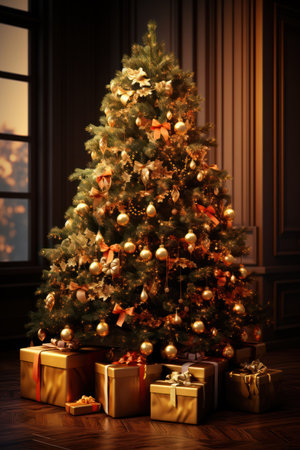 Christmas shelf with lots of old decorations and clocks, a living room with shelves and chairs including an antique chair and trees,の素材