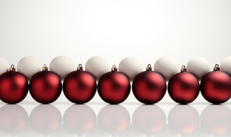 Christmas baubles in the snow, holiday balls hanging, Christmas backgroundの素材