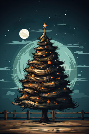 Christmas tree is with gifts, large Christmas tree, lights of Christmas tree in the room Christmas decorationの素材