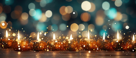 christmas stars lights on dark background, christmas sky stars with gold stars arn trees, christmas blurry backgroundの素材