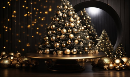christmas trees, tree light, christmas tree stars, golden lights, christmas backgroundの素材