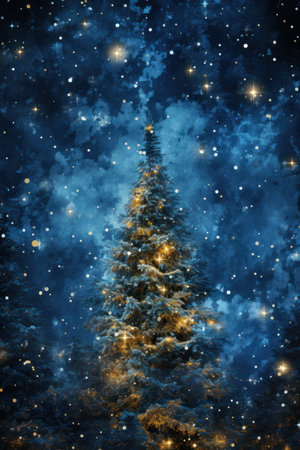 christmas trees, tree light, christmas tree stars, golden lights, christmas backgroundの素材
