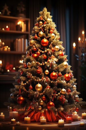 christmas trees, tree light, christmas tree stars, golden lights, christmas backgroundの素材