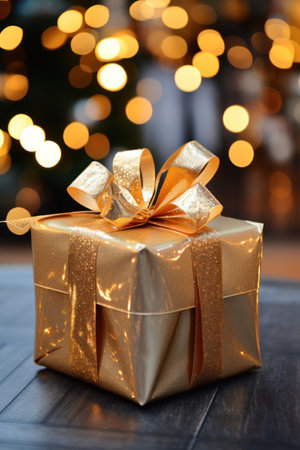 christmas presents, gifts box, christmas box golden bow, christmas backgroundの素材