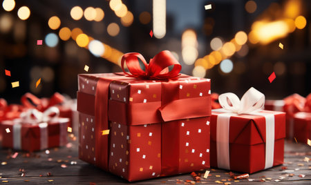 christmas presents, gifts box, christmas box golden bow, christmas backgroundの素材
