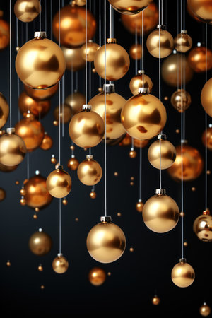 Christmas balls, golden balls. lights, christmas ornaments, balls, golden ornaments, christmas backgroundの素材