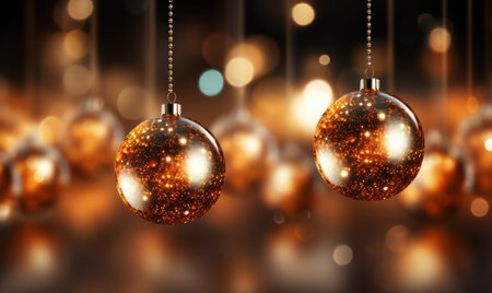 Christmas balls, golden balls. lights, christmas ornaments, balls, golden ornaments, christmas backgroundの素材