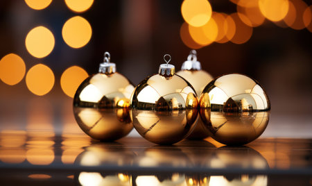 Christmas balls, golden balls. lights, christmas ornaments, balls, golden ornaments, christmas backgroundの素材