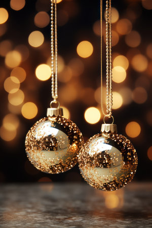 Christmas balls, golden balls. lights, christmas ornaments, balls, golden ornaments, christmas backgroundの素材