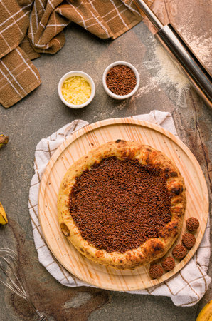 Photos for gourmet pizzeria menu wooden background, foodstyling gastronomy, food photography, handmade pizzasの写真素材