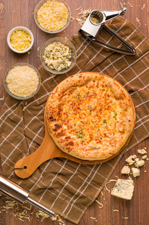 Photos for gourmet pizzeria menu wooden background, foodstyling gastronomy, food photography, handmade pizzasの写真素材