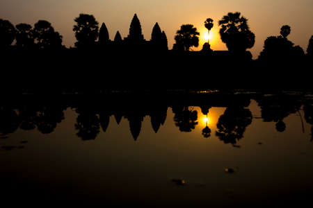 Sunset in Angkor Wat Temple Cambodiaの写真素材