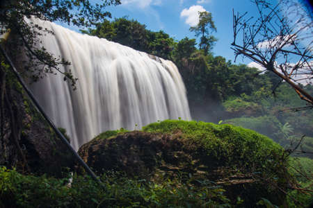 waterfall and blue skyの写真素材