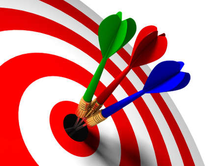 three arrows in the center of the target red white