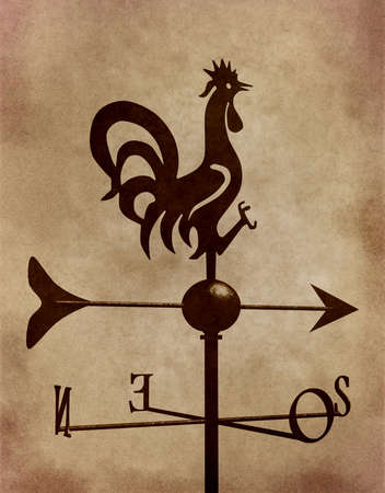 weathercock represented on old paperの写真素材