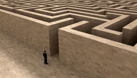 man entering the labyrinthの写真素材