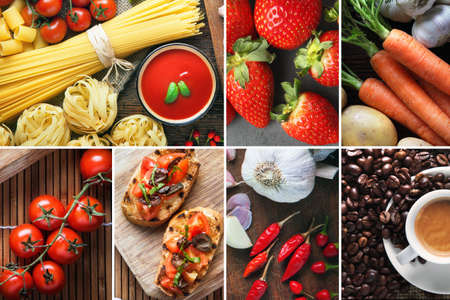 Traditional Italian food composition shots.の写真素材