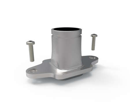 aluminum manifold mechanical parts with screws (3d graphics).の写真素材