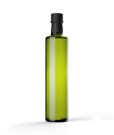 Bottle of green olive oil Isolated on white background.の写真素材