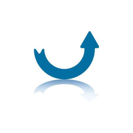 Upwards Curved Arrow With Arrowhead On The Right and Reflection on Bottom Planeのイラスト素材