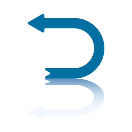Horizontal D Shaped Arrow With Reflection on Bottom Plane Pointing Right Pointing Leftのイラスト素材