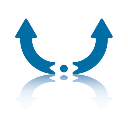 Symmetrical Curved Arrows Pointing Upwards From Centre Dotのイラスト素材