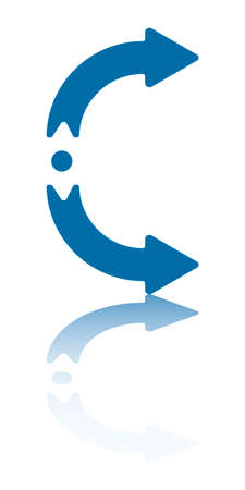 Symmetrical Curved Arrows Pointing Rightwards From Central Dotのイラスト素材