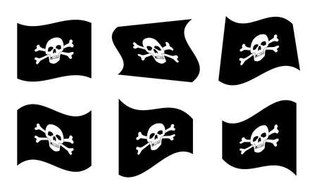 Vector Illustration of Pirate Flags Wavingのイラスト素材