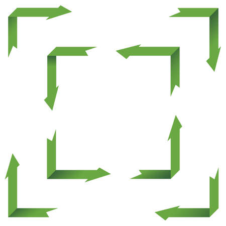 Eight Vector Illustrations of Arrows Turning Around a Cornerのイラスト素材