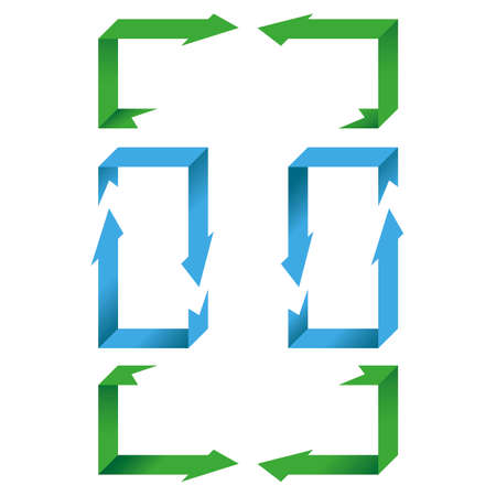 Eight Vector Illustrations of Arrows Turning Around Two Cornersのイラスト素材