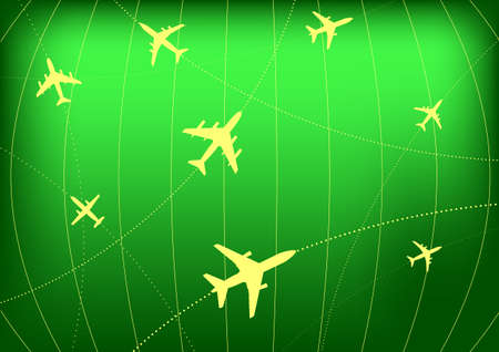 Vector Illustration of Airplane Routes on Radar Screenのイラスト素材