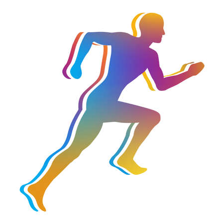 Gradient Color Silhouette of Man Jogging のイラスト素材