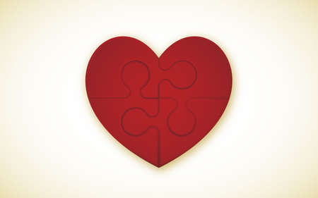 4 Piece Jigsaw Puzzle With Heart (each piece is an editable blend)のイラスト素材