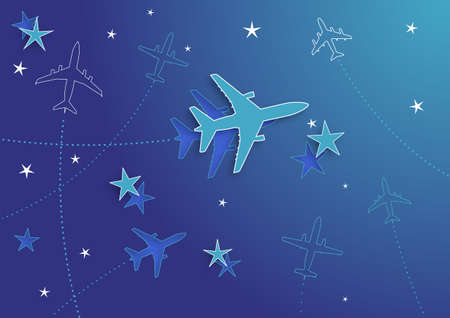 Vector Illustration of Airplane Routes And Starsのイラスト素材