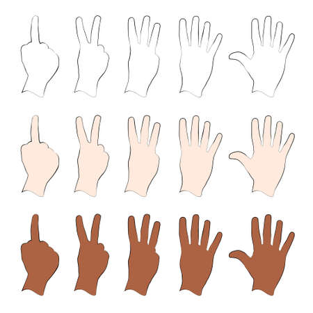 Human Hand Using Fingers to Count From One to Fiveのイラスト素材