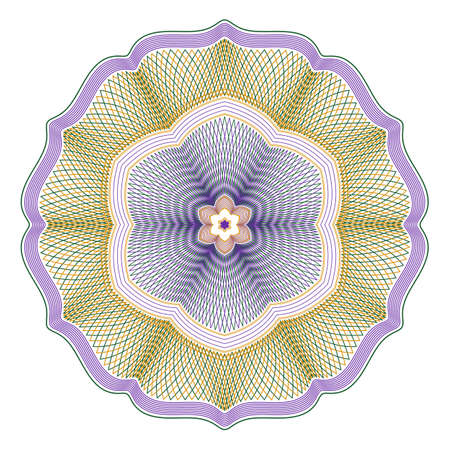 Three Color Guilloche Rosette Vector Illustrationのイラスト素材