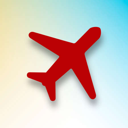 Red Airplane With Drop Shadow Vector Illustrationのイラスト素材