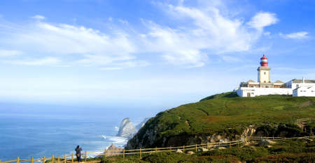 cape da Roca  at portugal, atlantic oceanの写真素材
