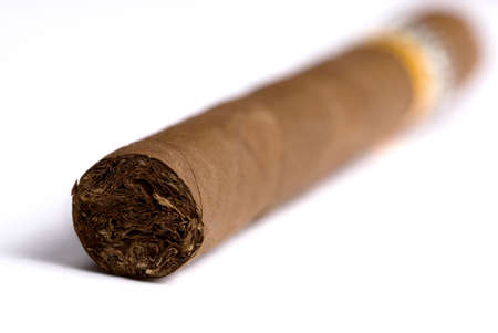 macro of cuban cigars in white backgroundの写真素材