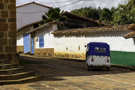 Crazy race in the street of Barichara, Colombia.