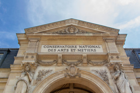 Paris, France, April 21 2022: Facade of the Conservatoire national des arts et metiers (English:...