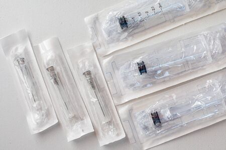 Some syringes and medical needles, hospital equipment used a lot at that time of Covid-19 Pandemic,...