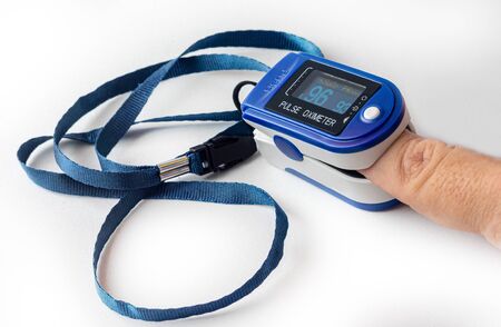 A finger oximeter, medical equipment that measures the amount of blood in the body and is used a lot...