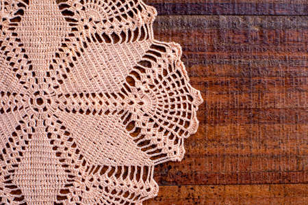 Crochet sousplat placemat for background and texture. Top view. Space for text.の写真素材