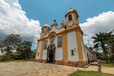 Tiradentes, Minas Gerais, Brazil - November 06, 2020: Matriz de Santo Antonio Church, Colonial city of Tiradentes, Minas Gerais state, Brazilのeditorial素材